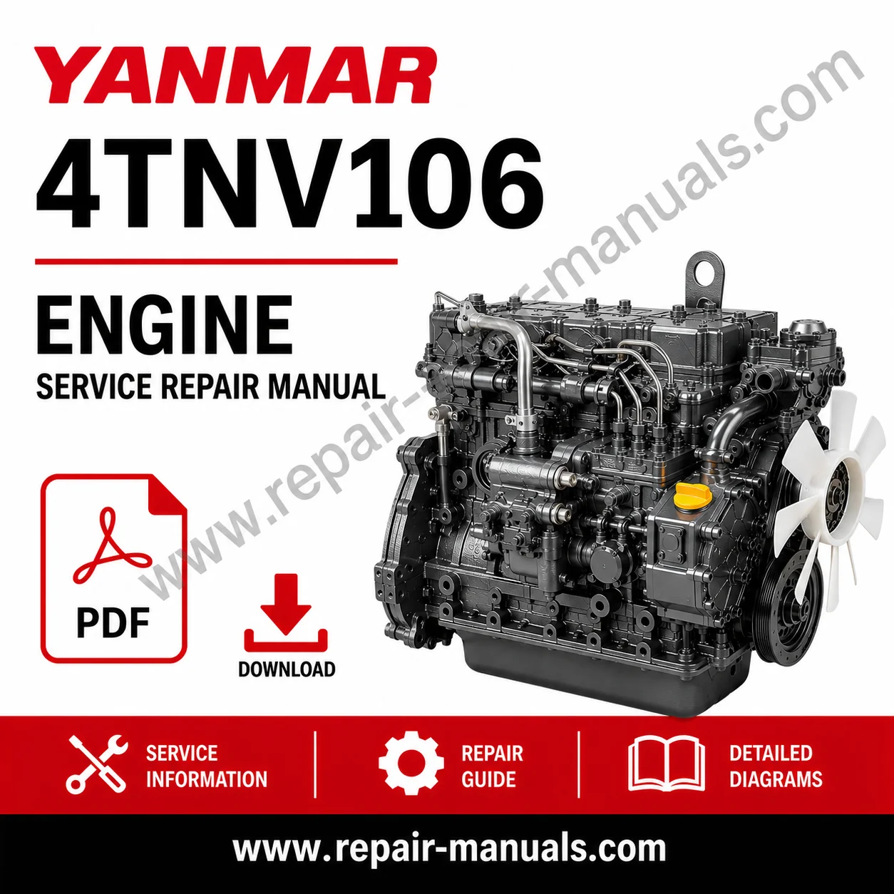 Yanmar 4TNV106 Engine Service Repair Manual 1 Yanmar 4TNV106 Engine Service Repair Manual PDF cover with engine repair and maintenance information
