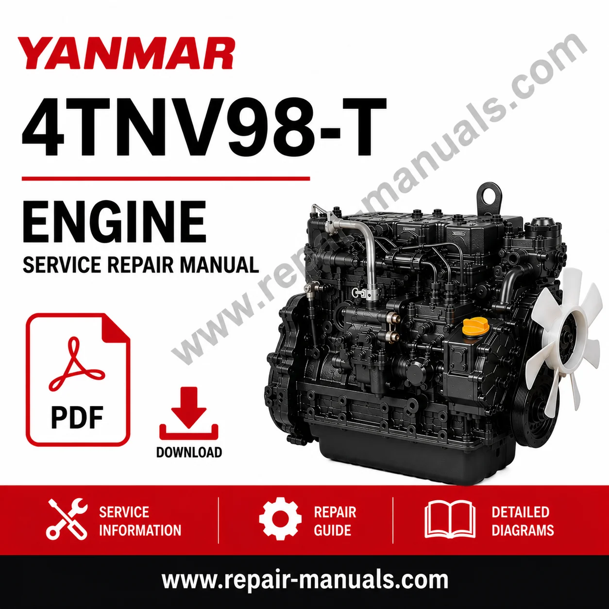 Yanmar 4TNV98T Engine Service Repair Manual 1 Yanmar 4TNV98T Engine Service Repair Manual PDF cover featuring engine repair and maintenance details
